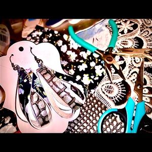 Leather floral and silver texture leather woven